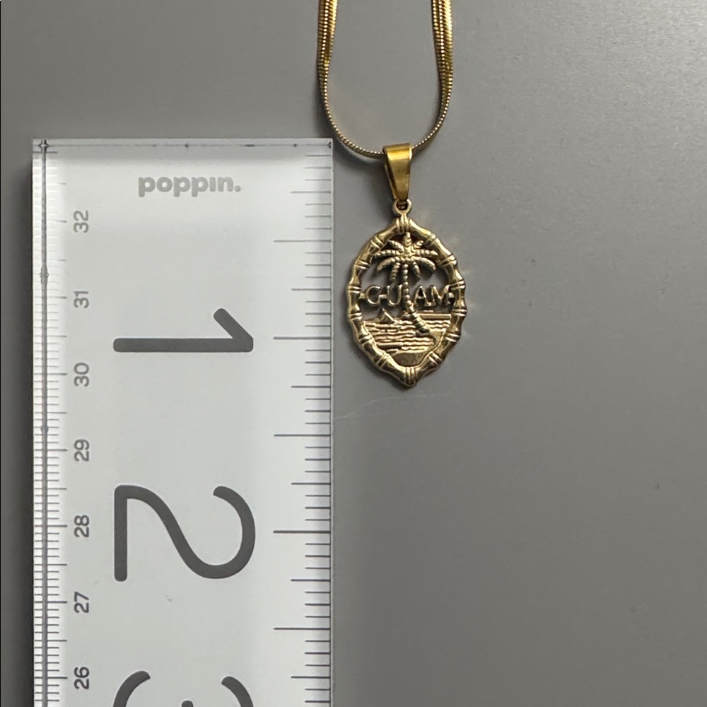 Guam Seal Gold Pendant Necklace – Stainless Steel – 19.7” Chain - Picture 5 of 5
